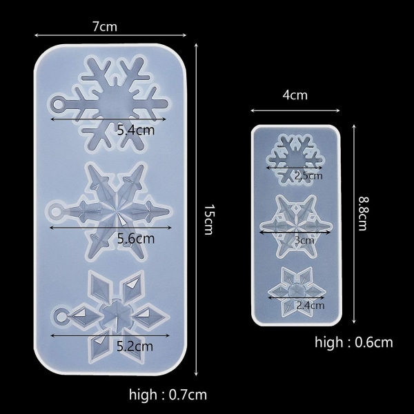 3 stycken Snowflake silikonformar, DIY form form för semesterhantverkstillbehör