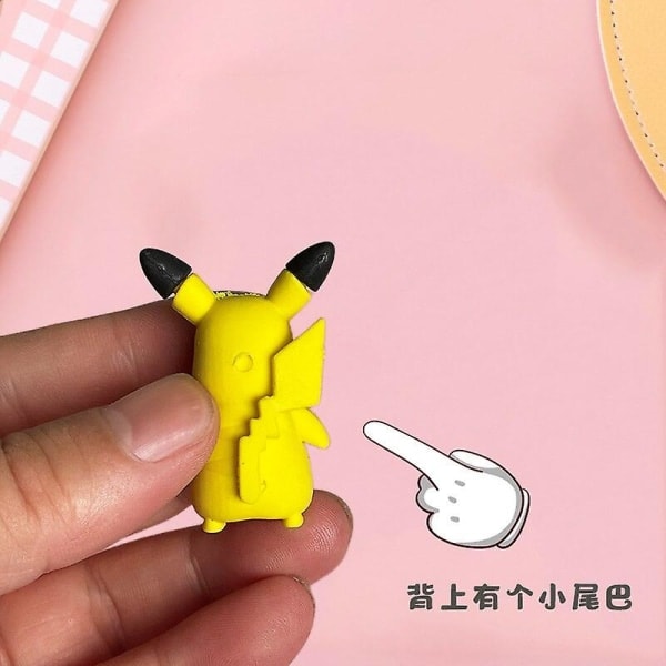 6 st Pikachu 3D-modell suddgummi tecknad anime pluggbar penna suddgummi gummi kreativ skola korrigeringstillbehör för barn gåva 6pcs-pikachu