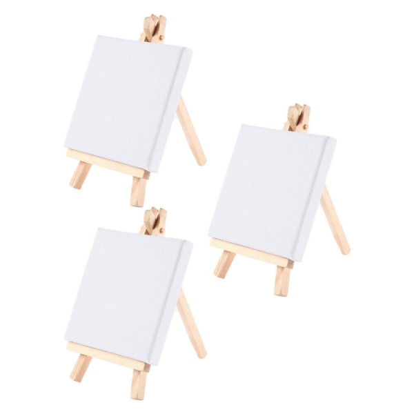 3 st Mini hus dekor målning stativ konst staffli canvas bordsskiva barn dekorera