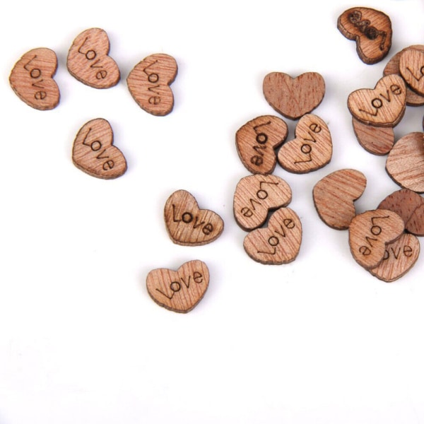 100 st Bambu Rustik Trä Kärlekshjärta Hjärtan Hantverk Mini Skivor