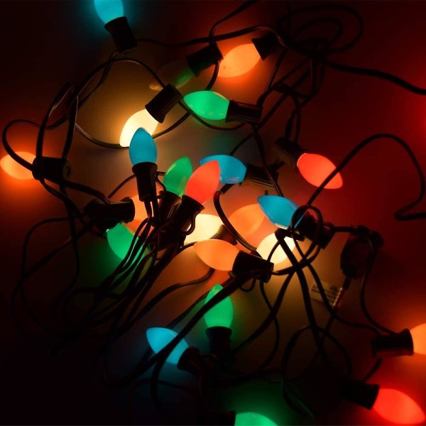 25ft C7 LED-julljus, C7 utomhuskeramiska ljusslingor med 27 flerfärgade LED-lampor, hängande utomhus