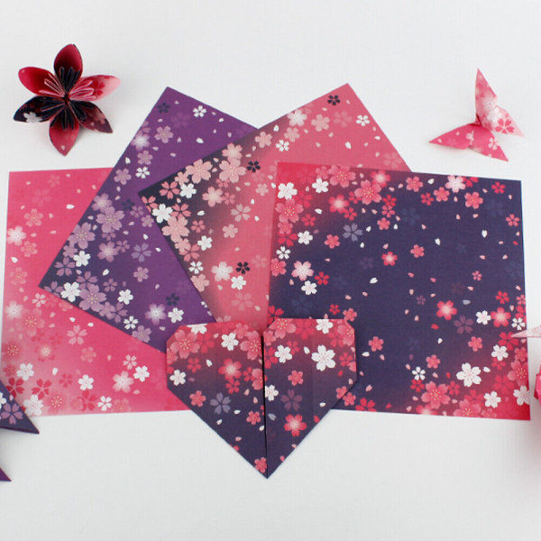 120 st dubbelsidiga origamipapper körsbärsblommande kort