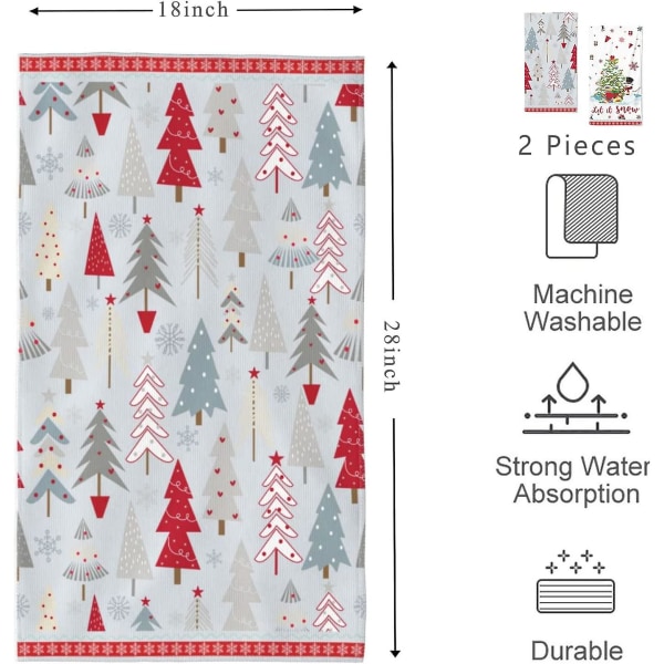 Jul kökshanddukar set med 2, snögubbe tall dekorativa handdukar för badrum, mjuk disktrasa