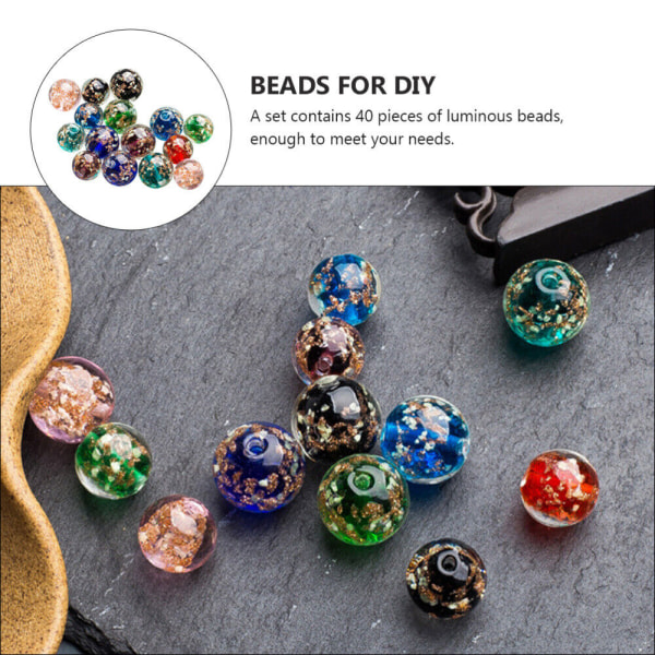 40 st Halsband DIY Beads Glow Spacer Luminous Glass Lampwork