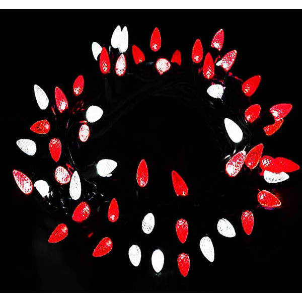 Utomhus julbelysning Röd\\/vit String C3 Strawberry Mini Lampor, 18ft 50 LEDs Inomhusstämning