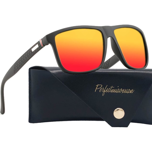 Perfectmiaoxuan Polariserande solglasögon för män/kvinnor; Vintage/klassisk/elegant lätt ram; HD pilotglas; Golf/körning/fiske/reseögon a1 red