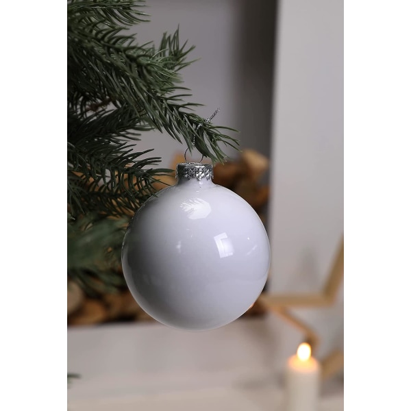 Vita julkulor i glas, 3,15 hängande julgranskulor till jul