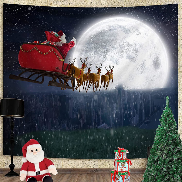 Julgobeläng Vägghängande, jultomten och älgtapet Estetiska gobelänger Trippy vägghängande dekor