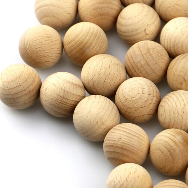 50 ST DIY Wood Bead Balls Naturliga runda pärlor Smycken Smycken