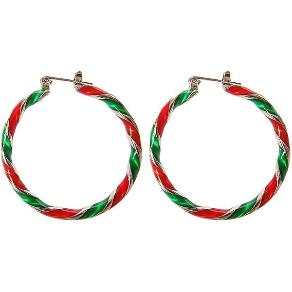 Candy Christmas Ornament Wreath Twist Hoop örhängen för kvinnor tonårsflickor