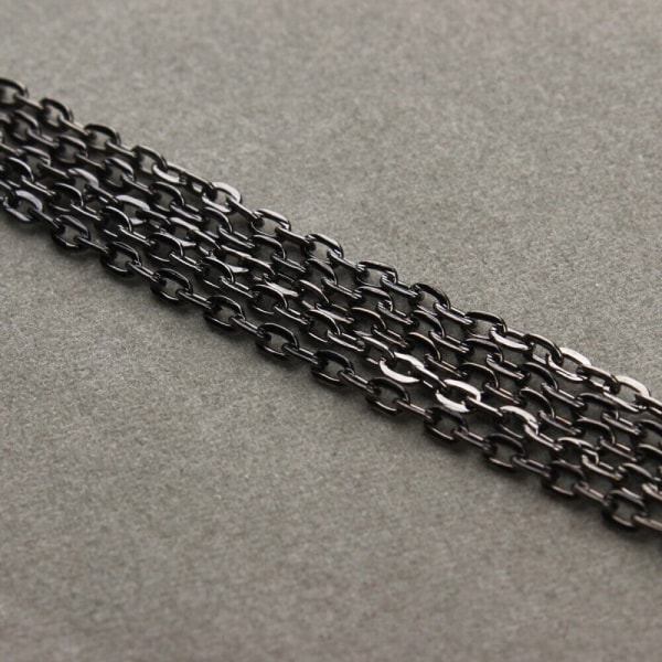 2,5 mm bred svart öppen länkkabelkedja i rostfritt stål kabellänkkedja