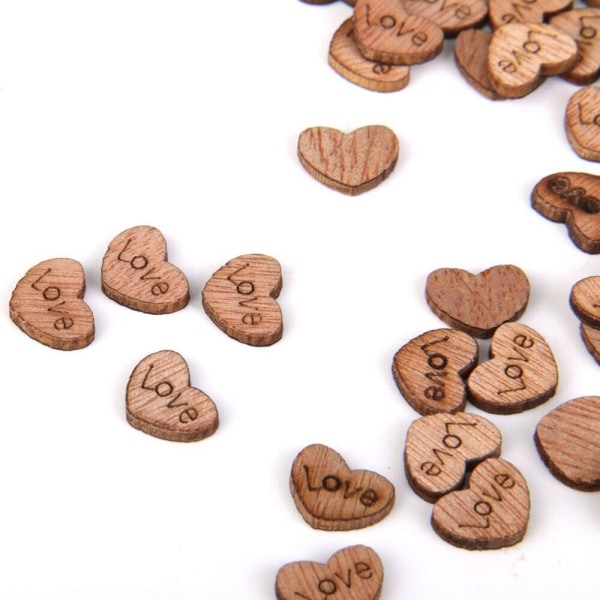 100 st Bambu Rustik Trä Kärlekshjärta Hjärtan Hantverk Mini Skivor