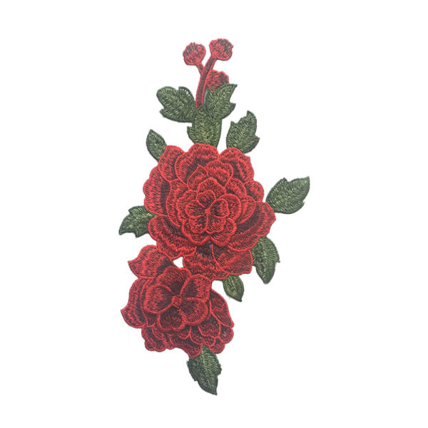 5 st Röda Rose Blommor Patches Sy Spets Tyg Kläder Tjej