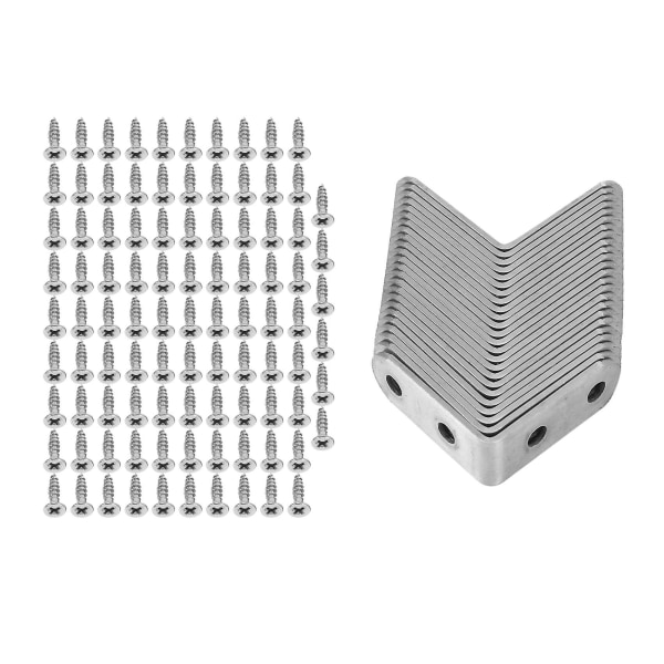 24 delar rostfritt stål hörnstag (1,57 X 1,57 tum, 40 X 40 Mm) Fogfäste i rät vinkel Fas