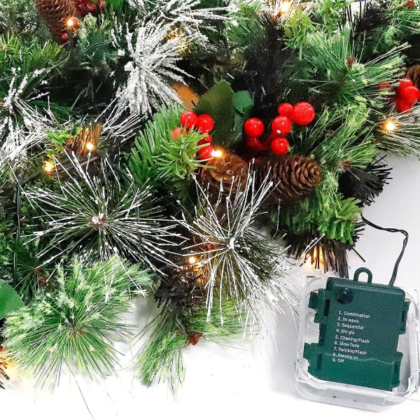 28-tums julbrevlåda Swag med vintriga Nes-bär och 30 batteridriven LED