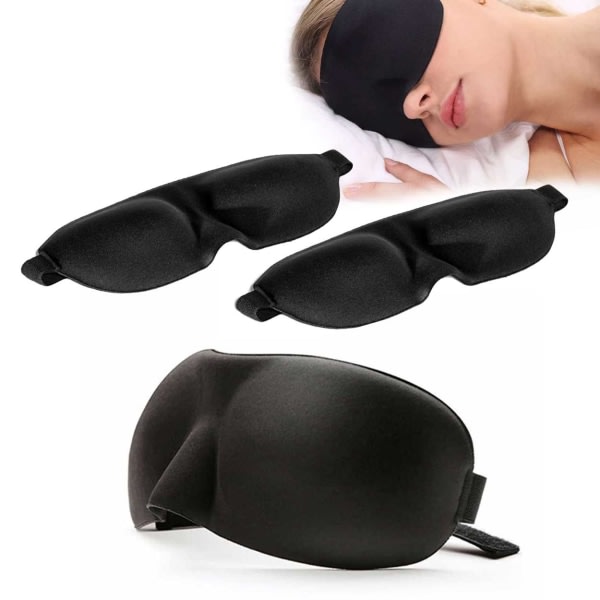 3-pack sovmask bekväm 3D skum ögonmask för flygresor svart one size