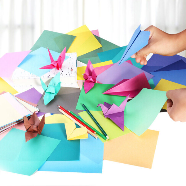 50 ark med livfulla färger Enkelsidigt fyrkantigt origamipapper för konsthantverk