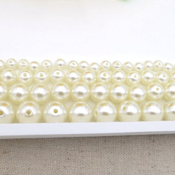 70 st Raka hål Vit Färg Imitation Pearl Beads Wachsperlen