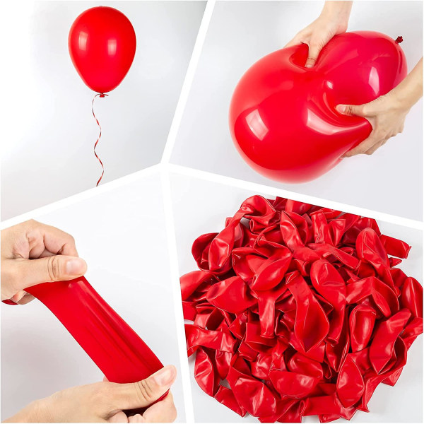 100 st röda ballonger, 12 tums röda latex festballonger Heliumkvalitet för festdekoration som födelsedagsfest, baby
