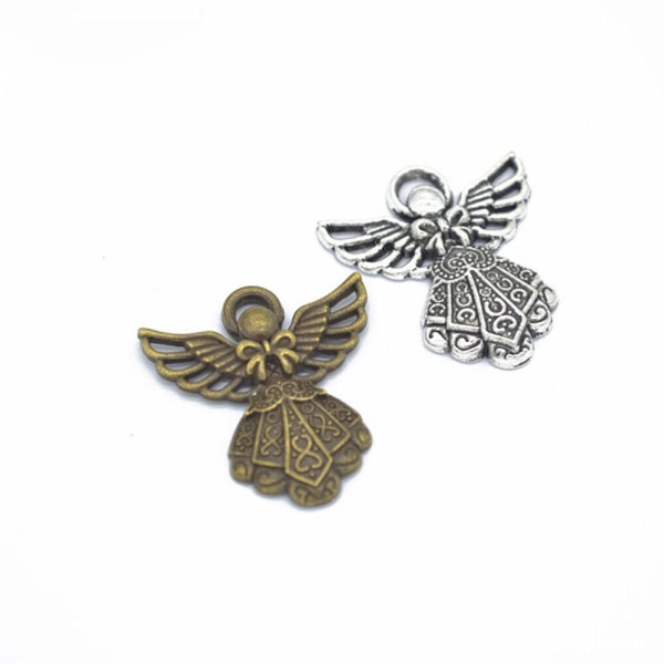 12 st Antika Wing Guardian Angel Charms Pärlor Hängen för smyckestillverkning