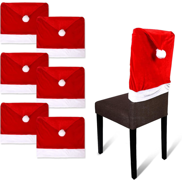 Julstolsryggöverdrag Set om 6, cover Avtagbar tvättbar matstol