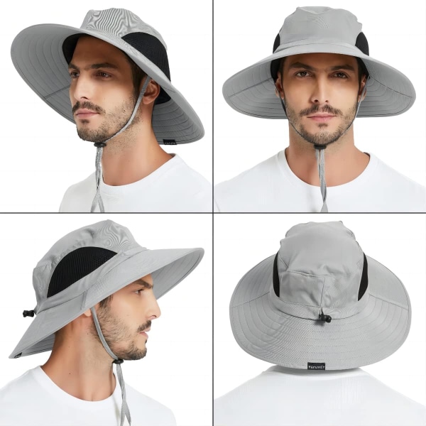 Unisex solhatt, vattentät bredbrättad hinkhatt packbar Boonie hatt för fiske vandring trädgårdssafari strand Light Grey