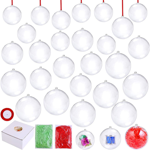33 stycken genomskinliga julgranskulor Transparent boll, 50, 60, 70 mm jul