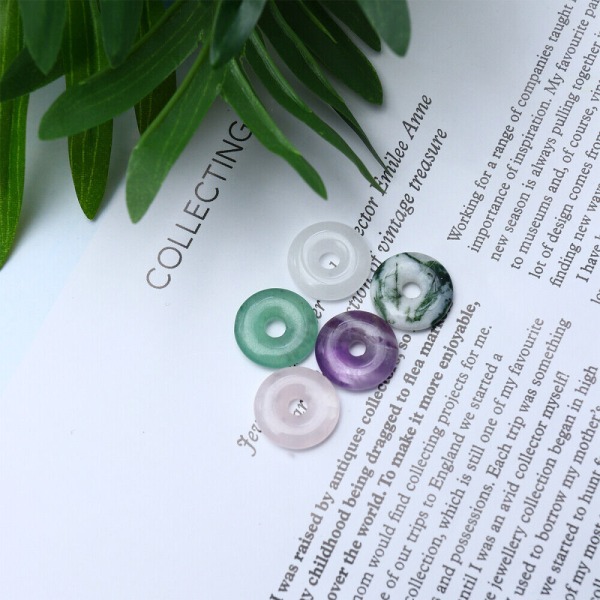 5st pärlor Natural Jade hänge Circle Gemstone hänge