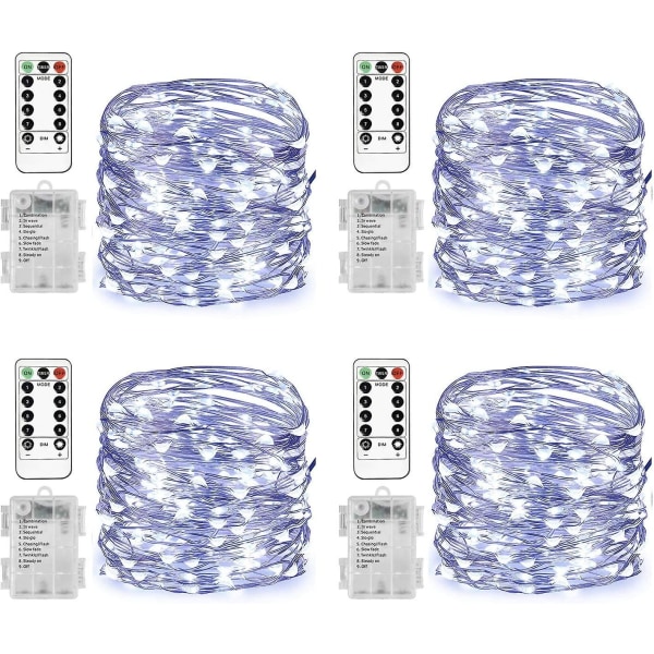 4 Pack 20 Ft 60 Led Fairy Lights Batteridrivna strängljus med fjärrkontroll Vattentät 8 lägen Firefly Twinkle Heilwiy