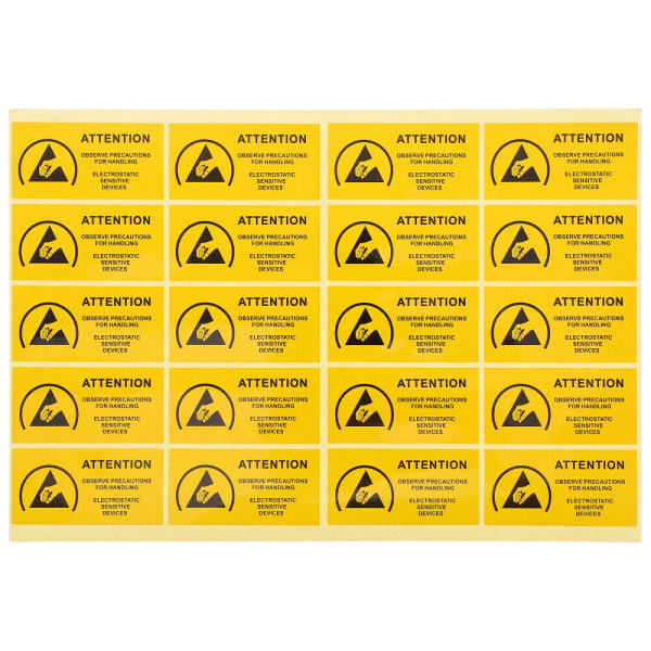 450 st Gul statisk försiktighetsåtgärd Elektrostatisk varningsetikett