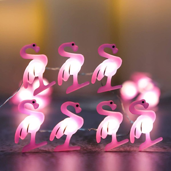 10ft Flamingo ljusslinga sommar uteplats rosa ljusslinga med fjärrkontroll. Silverstro söta nattlampor för barnrum