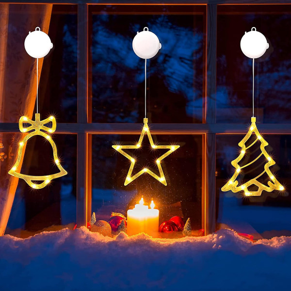 Lyhope julfönsterbelysning, hängande julbelysning, batterijulbelysning med timer