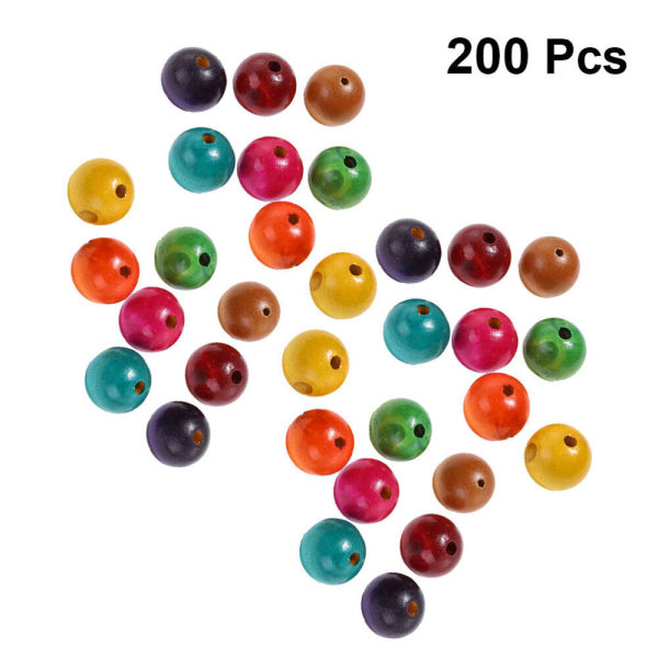 200 st lösa pärlor hål midja charm färgade trä runda smycken gör hål
