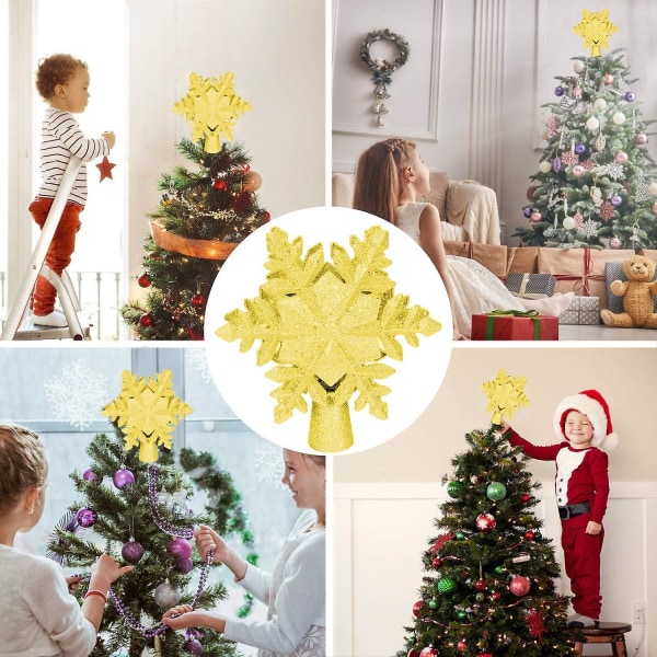 Julgranstopper. Upplyst Snowflake Tree Topper Med Led-projektor. Vit Snöflinga Och Roterande Stjärna