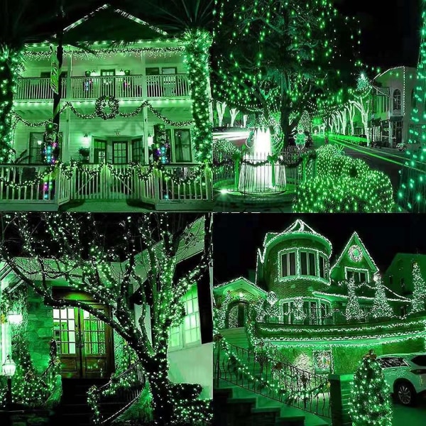 82ft 200LED utdragbara gröna Halloween-slingor inomhus/utomhus. Vattentät 8 lägen Green Wire Plug