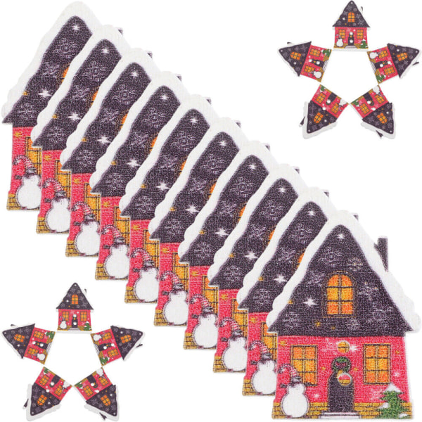 1 Pack Xmas House Buttons Tecknad DIY Julsömnadsknappar Jul