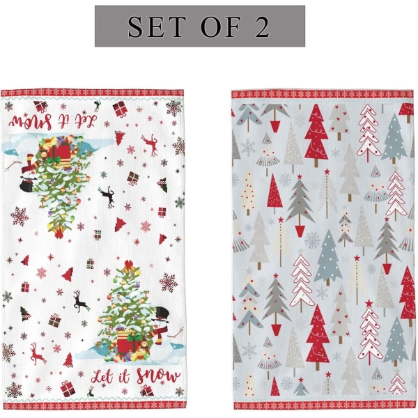 Jul kökshanddukar set med 2, snögubbe tall dekorativa handdukar för badrum, mjuk disktrasa