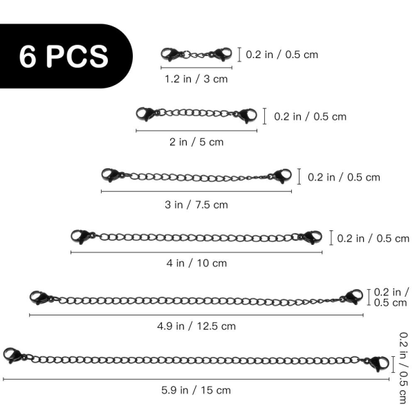 6 st silverkedja förlängare halsband guld fynd armband sladd