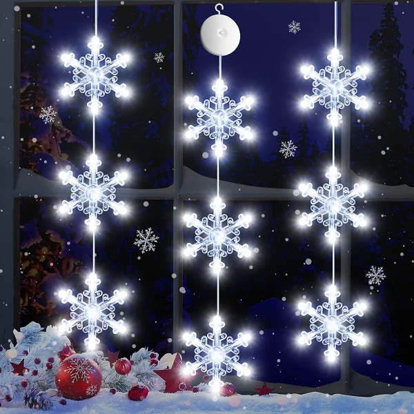 3 st julgransljusdekorationer för fönster. Batteridrivna julgransljusdekorationer för fönster