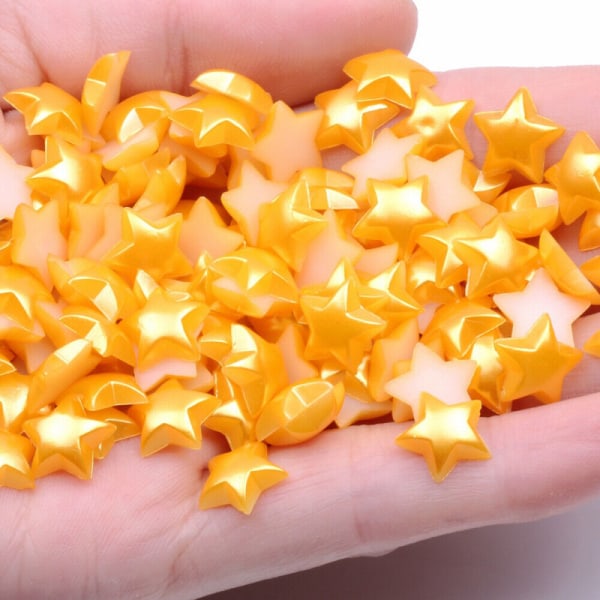 80 st Star Flatback Beads Resin Half Drill Shell Art Projects