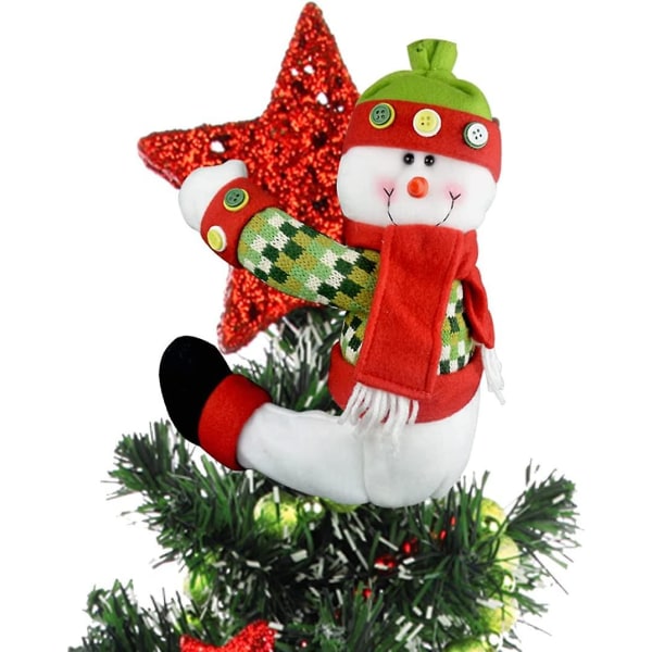 Christmas Tree Topper Snowman,unika juldekorationer Rolig heminredning, kan även användas som gardinslips
