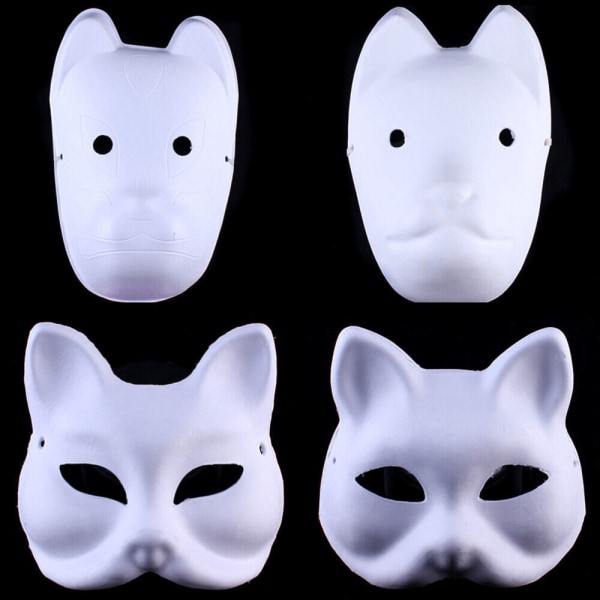 Handmålade DIY Craft Fox DIY White Paper Masquerade Masker