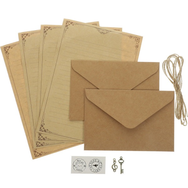 2 uppsättningar brevskrivande kit Business postkuvert Kraftpapper