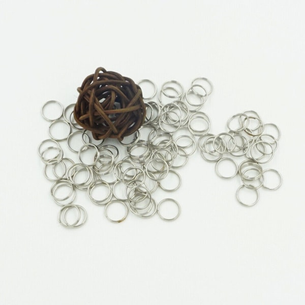 100 st delade ringar 10 mm ytterdiameter Nyckelringar i rostfritt stål för
