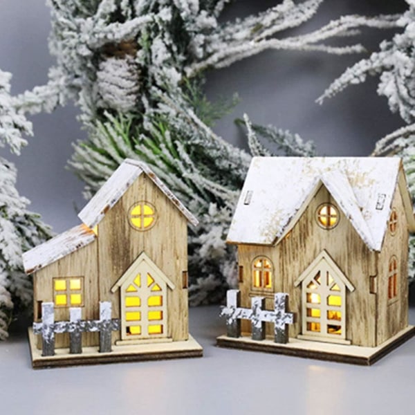 2st Christmas Light Up The Wooden House Led Christmas Village Rustik Present