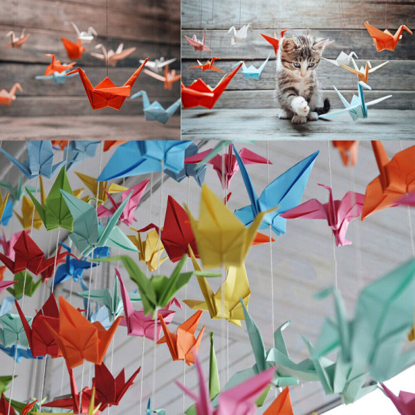 50 ark enfärgat origamipapper i livfulla färger, fyrkantiga ark för konst och hantverk