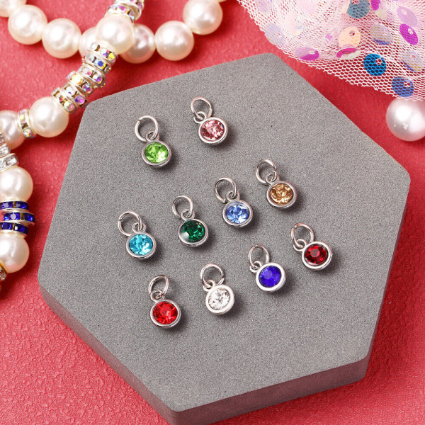 24 st Crystal Birthstone Charm DIY smycken Charms halsband