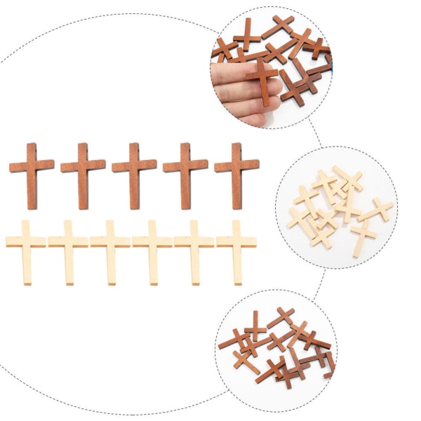20 ST Cross Wood Craft Religiös handficka som håller kors