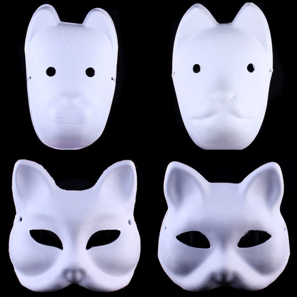 10 st Blank Mask Målning Räv Handmålad Ansiktsmålerbar Cat Paper Prom