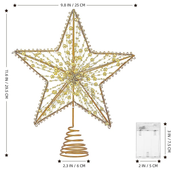Julgransstjärna - Stjärntoppsstjärna Ljus med LED-tråd Julgransdekorationer Heilwiy